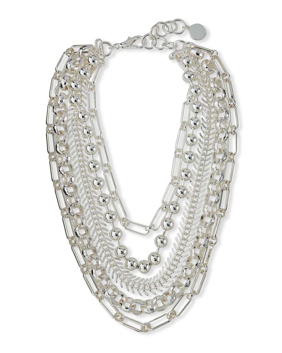Silver Chain Layered Necklace